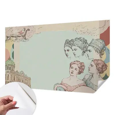 Zelfklevend fotobehang op maat met een klassieke collage als ontwerp