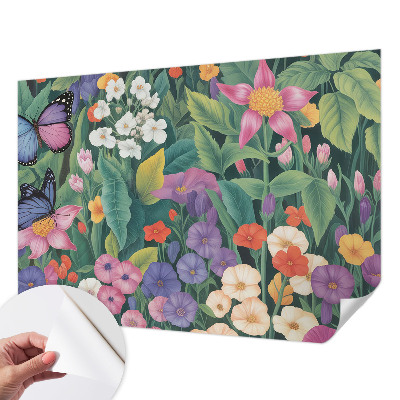 Foto behang voor de kinderkamer met een kleurrijke bloemenexplosie als print
