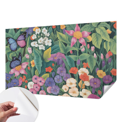 Foto behang voor de kinderkamer met een kleurrijke bloemenexplosie als print