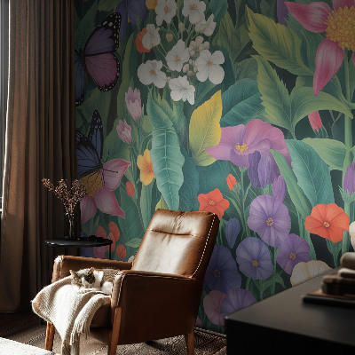 Foto behang voor de kinderkamer met een kleurrijke bloemenexplosie als print