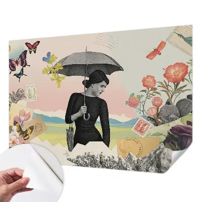 Fotobehang voor kinderkamer met een romantische collage