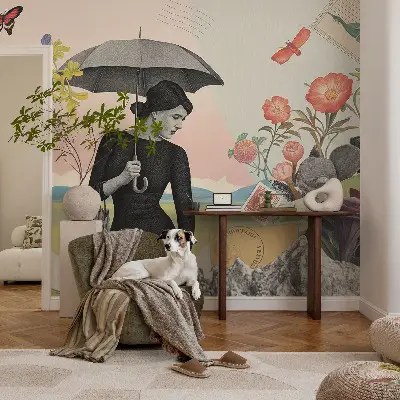 Fotobehang voor kinderkamer met een romantische collage
