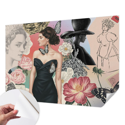Fotobehang babykamer Bloemen en portretten
