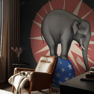 Zelfklevend fotobehang met een afbeelding van een circusolifant