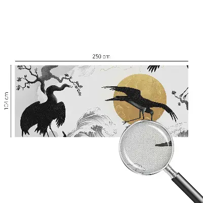 Fotobehang kinderkamer met zwarte kraanvogels