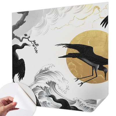 Fotobehang kinderkamer Zwarte kraanvogels