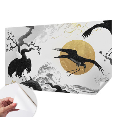 Fotobehang kinderkamer Zwarte kraanvogels