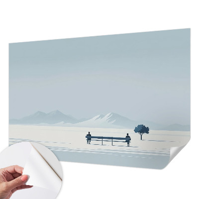 Zelfklevend fotobehang met een minimalistisch landschap