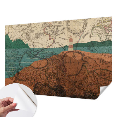 Zelfklevende behangsticker met een historische kaart als ontwerp