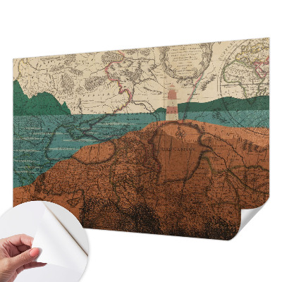 Zelfklevende behangsticker met een historische kaart als ontwerp