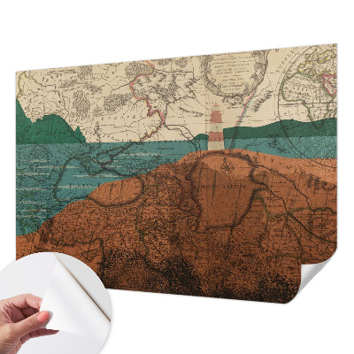 Zelfklevende behangsticker met een historische kaart als ontwerp