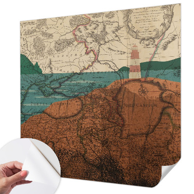 Zelfklevende behangsticker met een historische kaart als ontwerp