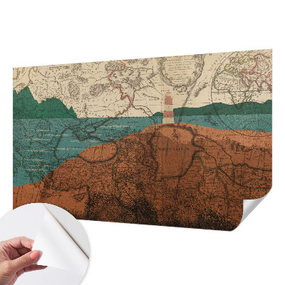 Zelfklevende behangsticker met een historische kaart als ontwerp