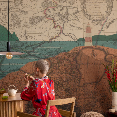 Zelfklevende behangsticker Historische kaart