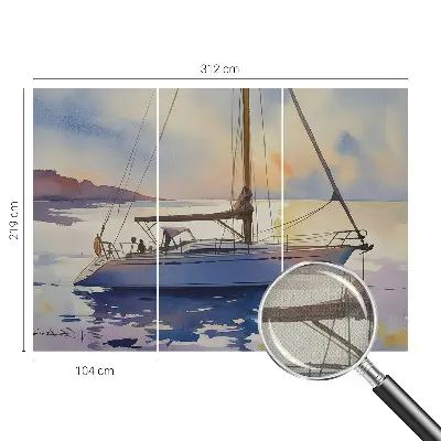 Fotobehang kinderkamer met een zeilbootmotief