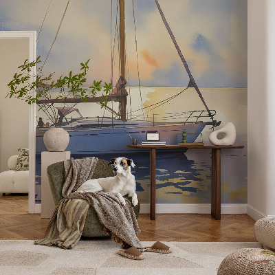 Fotobehang kinderkamer Zeilboot West