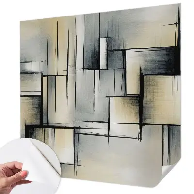 3D fotobehang met abstracte geometrische vormen