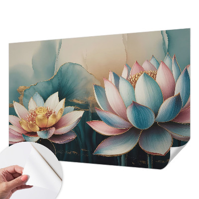 Fotobehang tienerkamer met een harmonieus motief van lotusbloemen