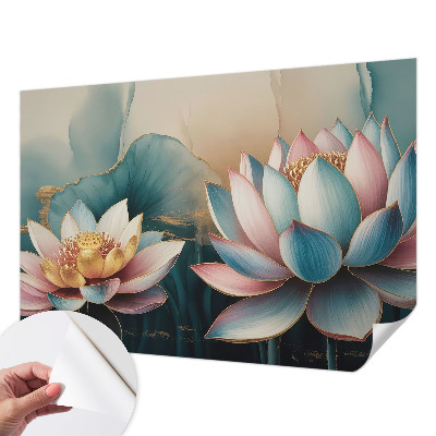 Fotobehang tienerkamer met een harmonieus motief van lotusbloemen