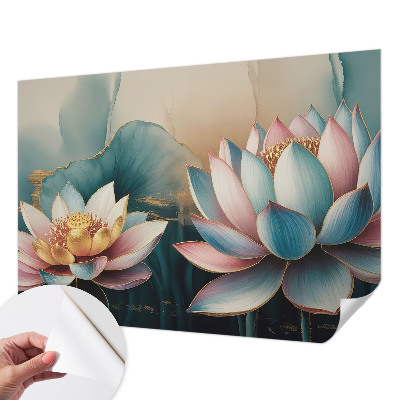 Fotobehang tienerkamer met een harmonieus motief van lotusbloemen