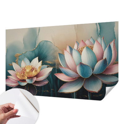 Fotobehang tienerkamer met een harmonieus motief van lotusbloemen