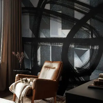 Fotobehang babykamer met een expressief geometrisch motief