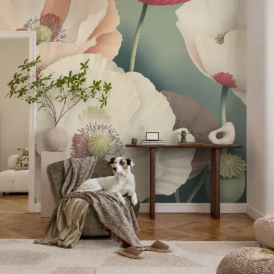 Foto behang voor de keuken met een bloemenpracht als motief