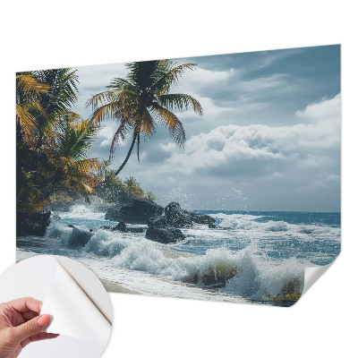 Zelfklevende behangsticker Exotisch strand