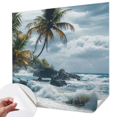 Zelfklevende behangsticker Exotisch strand