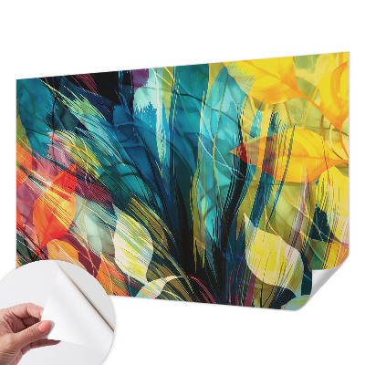 Foto behang voor de kinderkamer met een patroon van abstracte bladeren