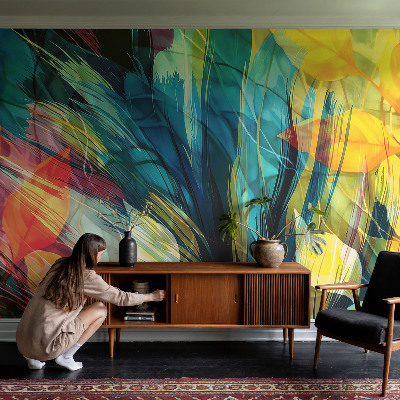 Foto behang voor de kinderkamer Abstracte bladeren
