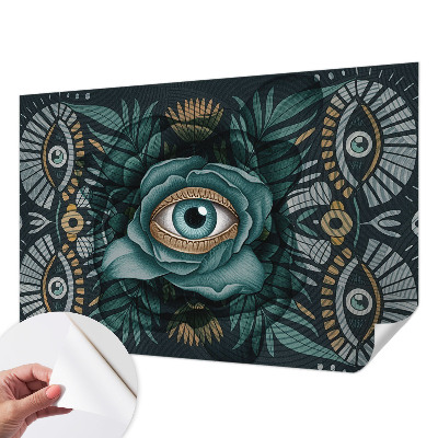 Fotobehang babykamer met een bloemmotief en een oogdetail