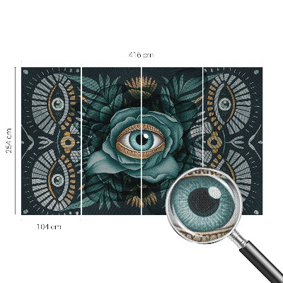 Fotobehang babykamer met een bloemmotief en een oogdetail