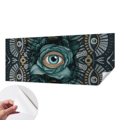 Fotobehang babykamer met een bloemmotief en een oogdetail