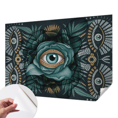 Fotobehang babykamer met een bloemmotief en een oogdetail