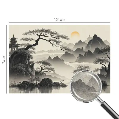 Zelfklevende behangsticker met een oosters landschap