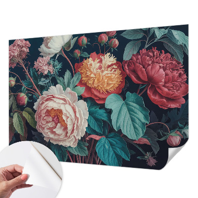 Fotobehang babykamer met kleurrijke bloemen
