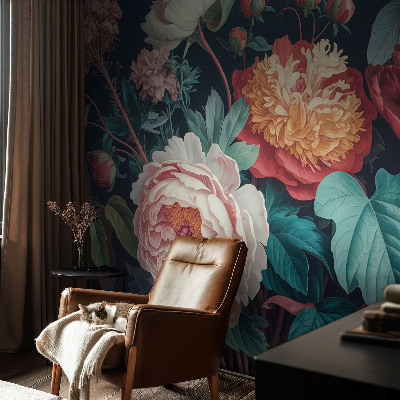Fotobehang babykamer met kleurrijke bloemen
