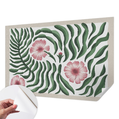 Fotobehang voor de kinderkamer met een patroon van bloemen en bladeren
