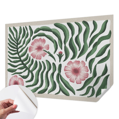 Fotobehang voor de kinderkamer met een patroon van bloemen en bladeren