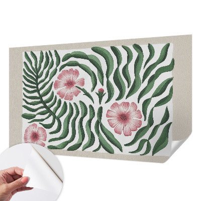 Fotobehang voor de kinderkamer met een patroon van bloemen en bladeren