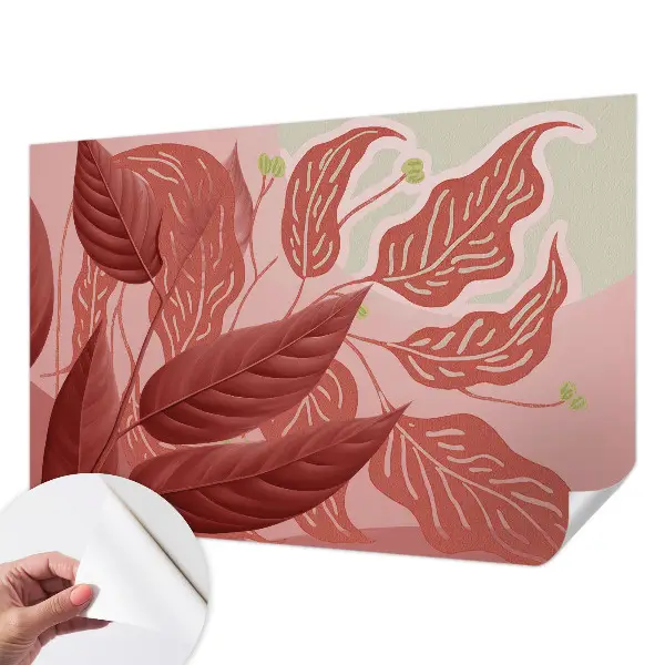 Fotobehang tienerkamer met een patroon van biologische bladeren