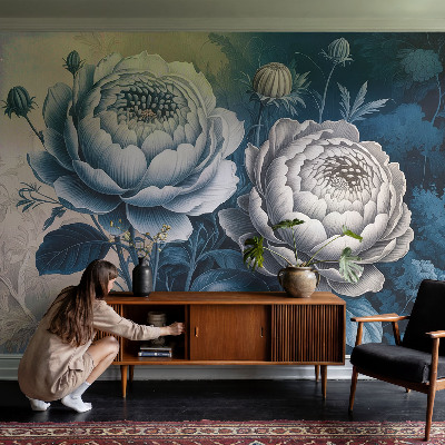3D fotobehang Romantische bloemen