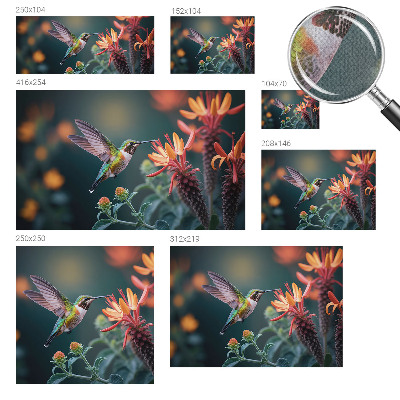 Zelfklevende behangsticker Kolibriebloemen