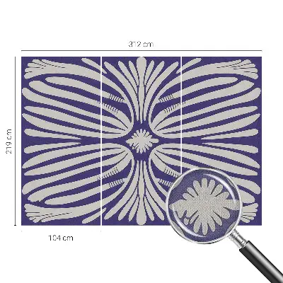 Zelfklevende behangsticker met een symmetrisch bloemenmotief