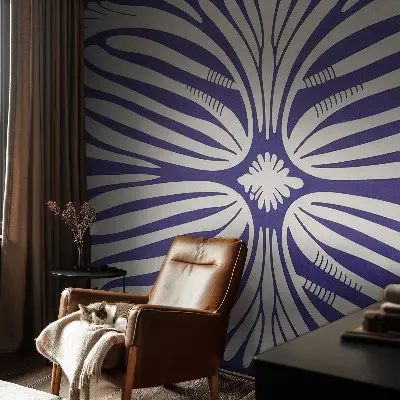 Zelfklevende behangsticker met een symmetrisch bloemenmotief