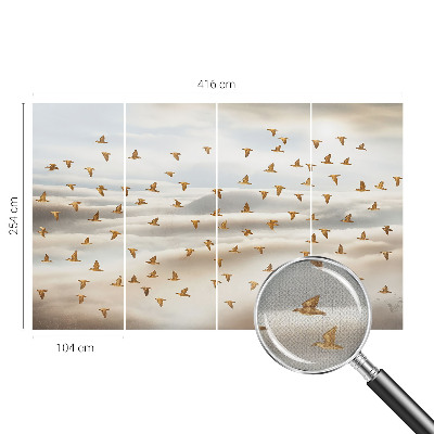 Foto behang voor de kinderkamer met een print van vogels in vlucht