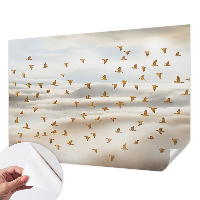 Foto behang voor de kinderkamer met een print van vogels in vlucht