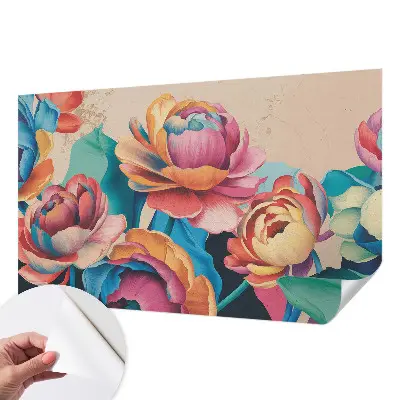 Fotobehang kinderkamer met een bloemenmotief in zachte kleuren