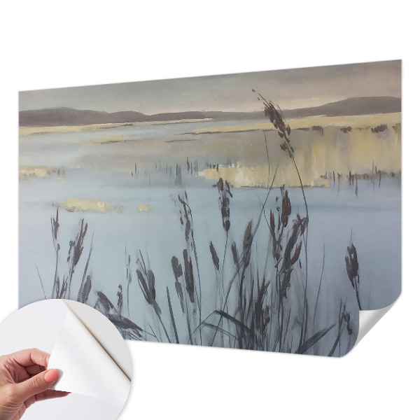 3D fotobehang met een afbeelding van een kalm meer